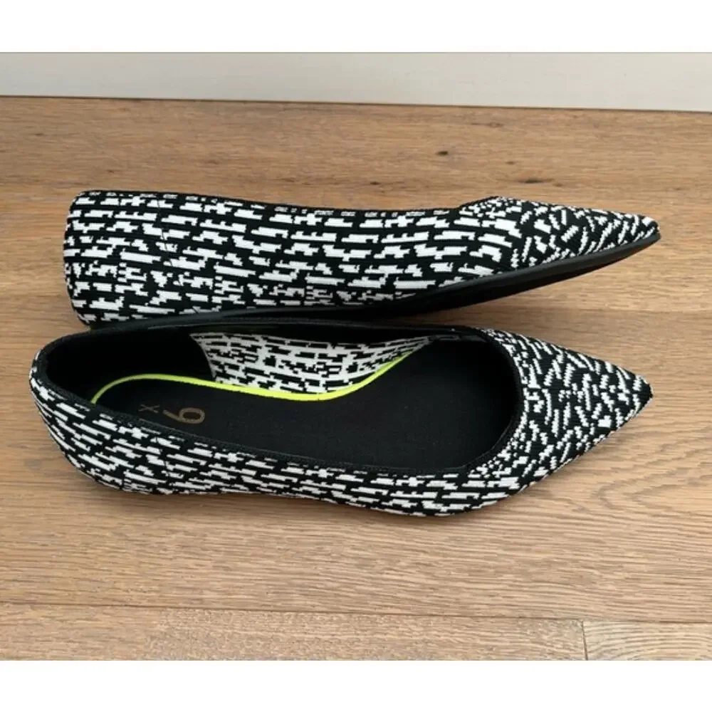 Mix No. 6 Black and White Geometric Knit  Patterned Ballet Flats Sz 9.5 Preppy